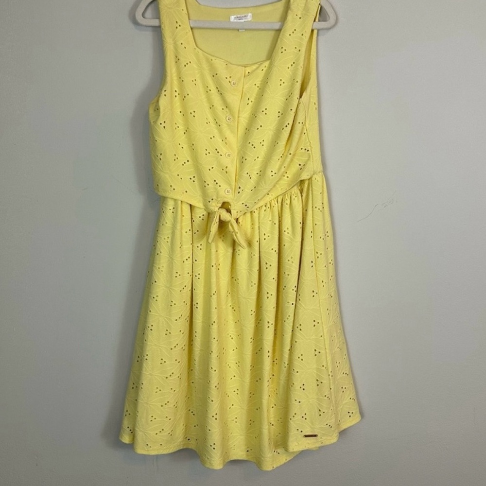 Tahari Girl | Light Yellow Tie Front Dress Size 14